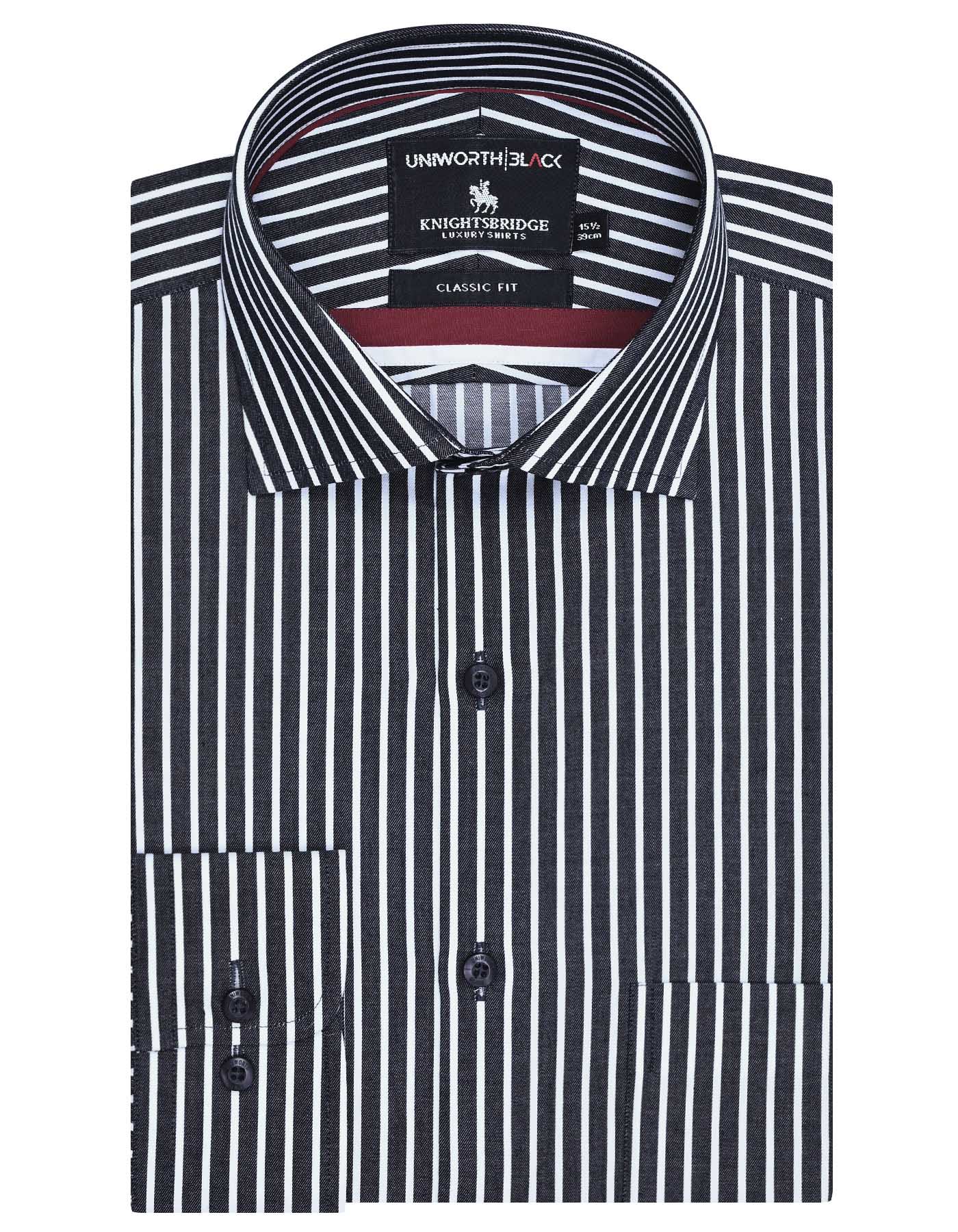 Stripe Black Classic Fit Shirt FS2882-1RF-14.5