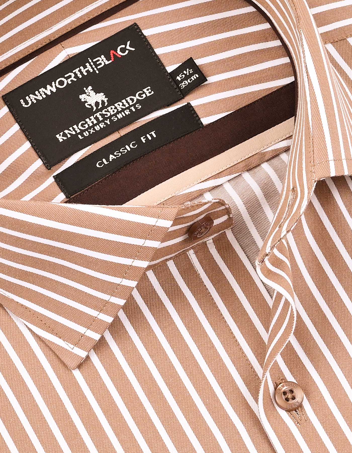 Stripe Beige Classic Fit Shirt FS2885-2RF-15
