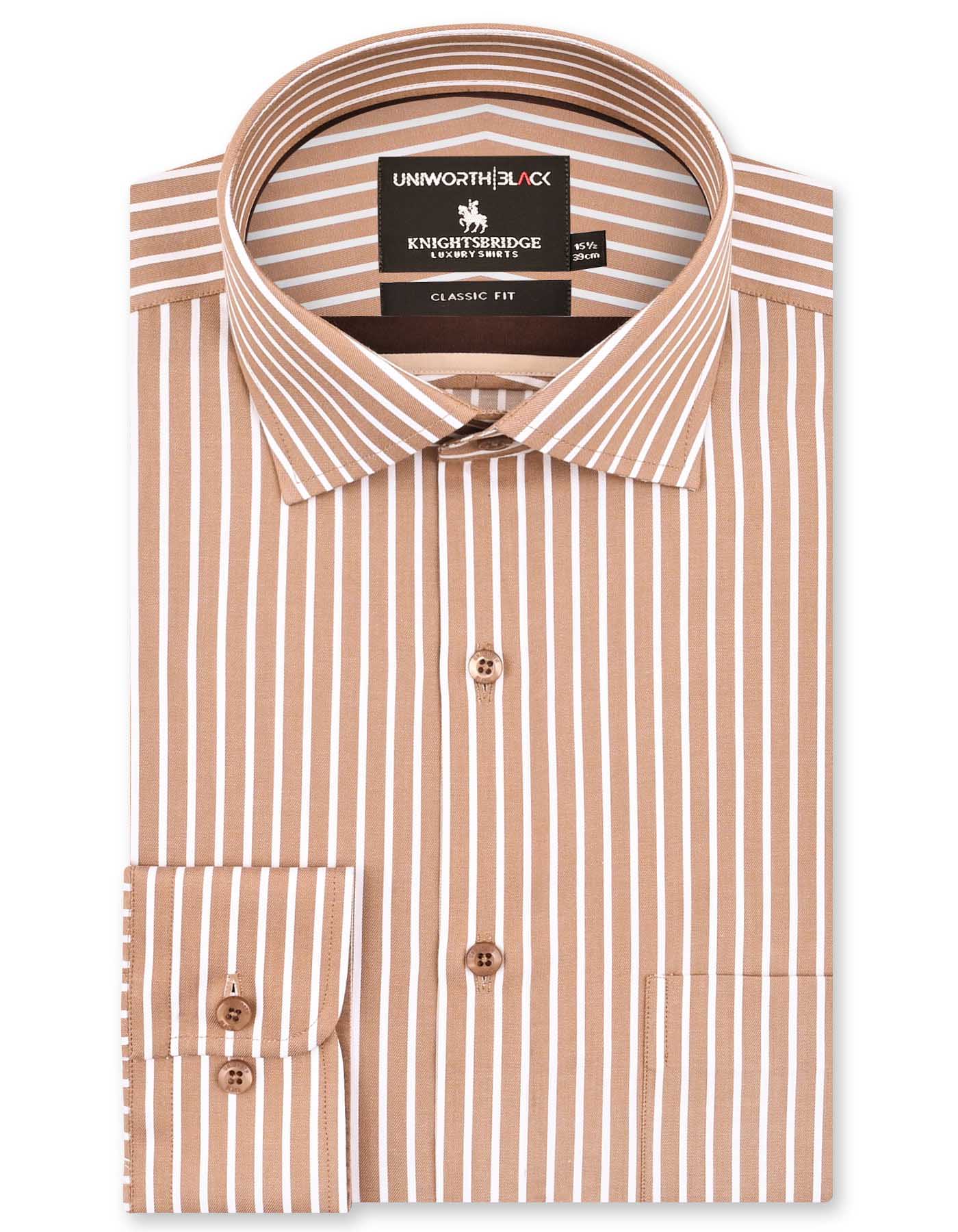 Stripe Beige Classic Fit Shirt FS2885-2RF-14.5