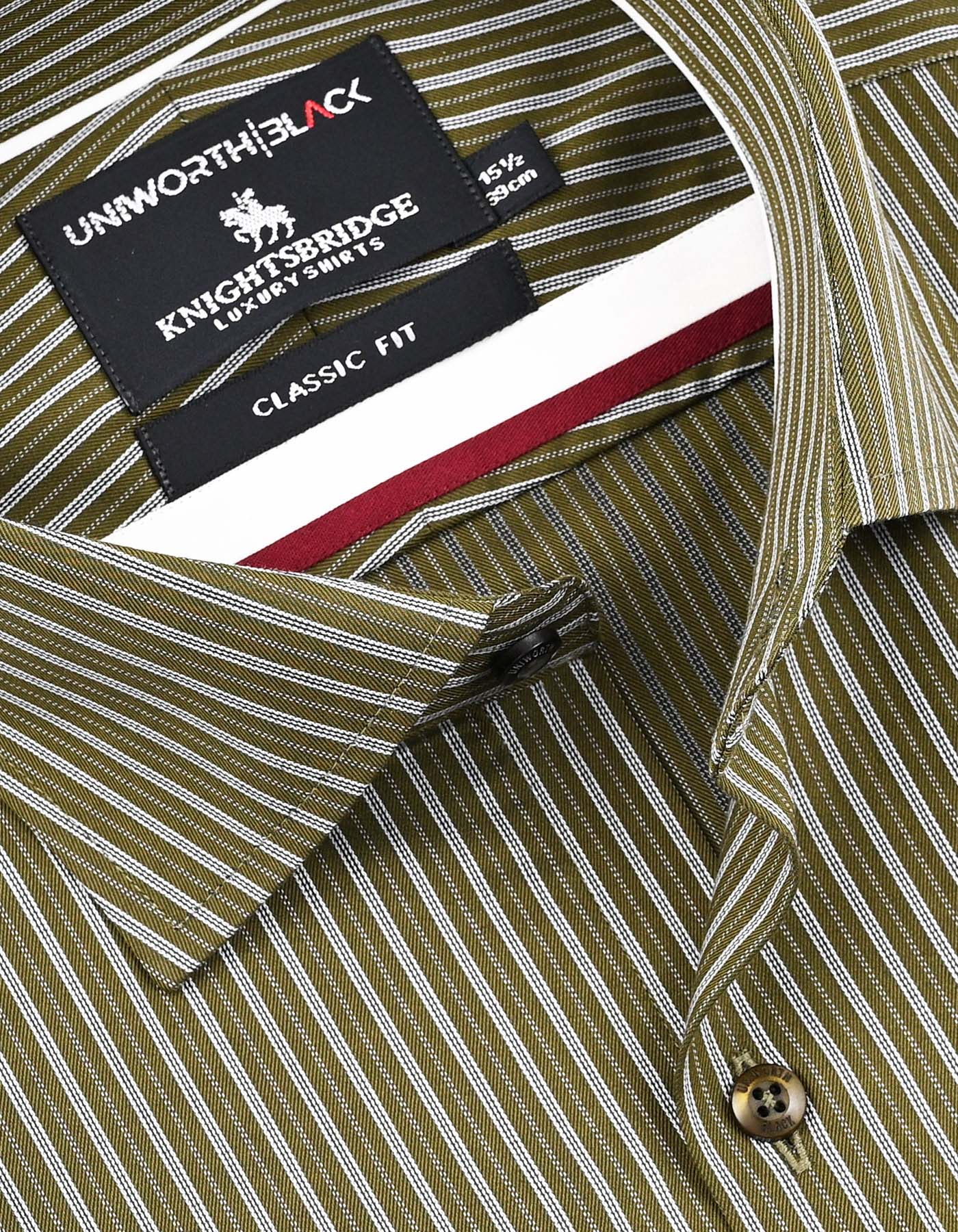 Stripe Olive Classic Fit Shirt FS2902-1RF-15