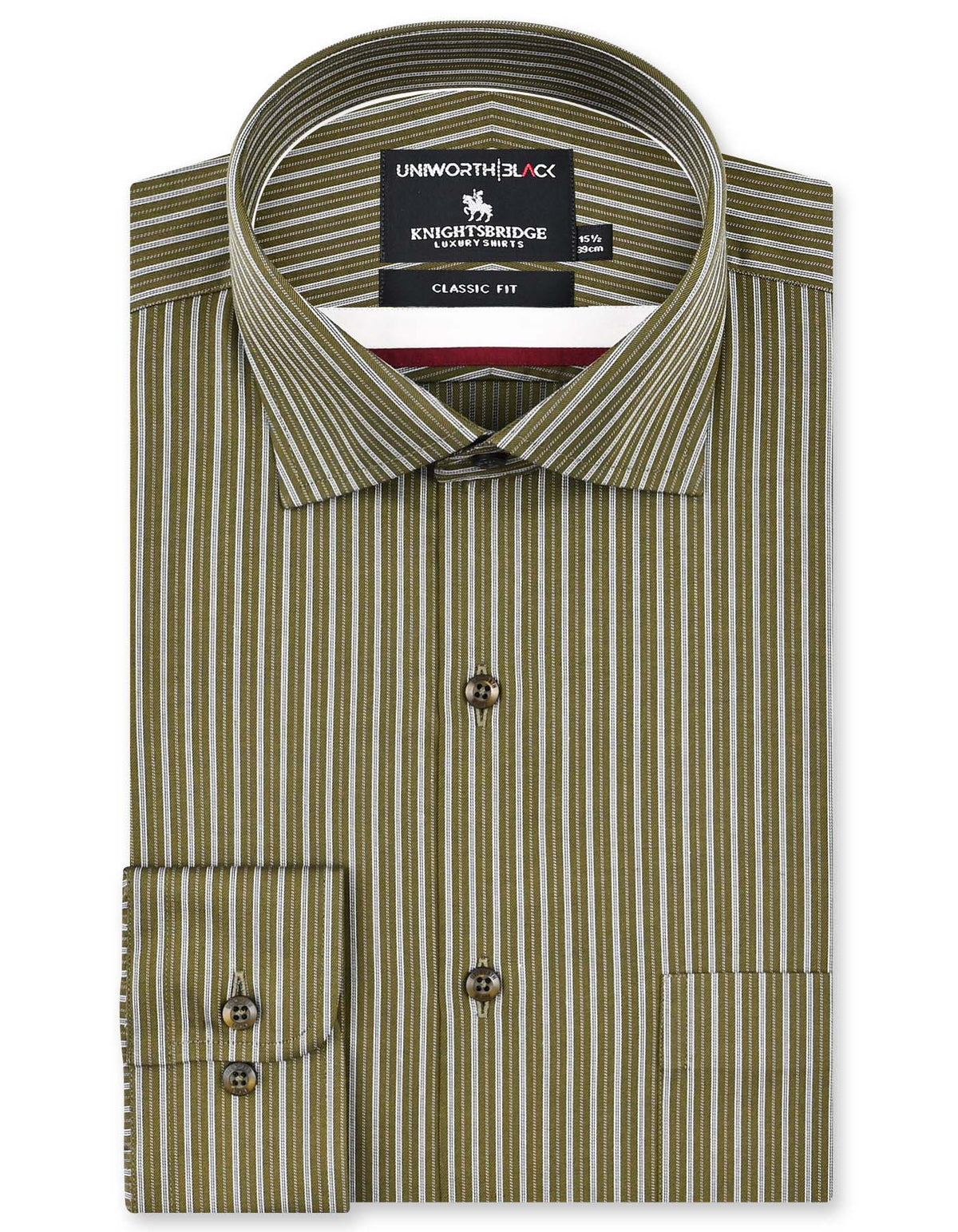 Stripe Olive Classic Fit Shirt FS2902-1RF-14.5