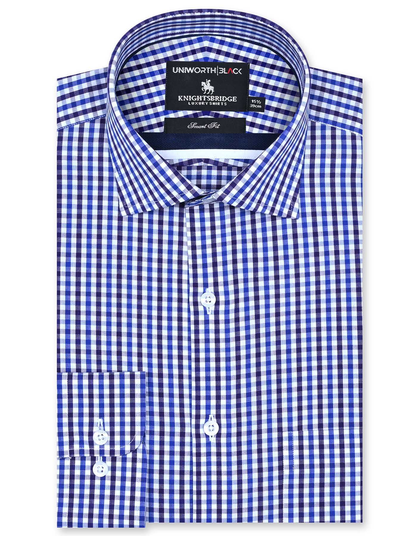 Check Royal Blue Tailored Smart Fit Shirt FS2909SF-14.5