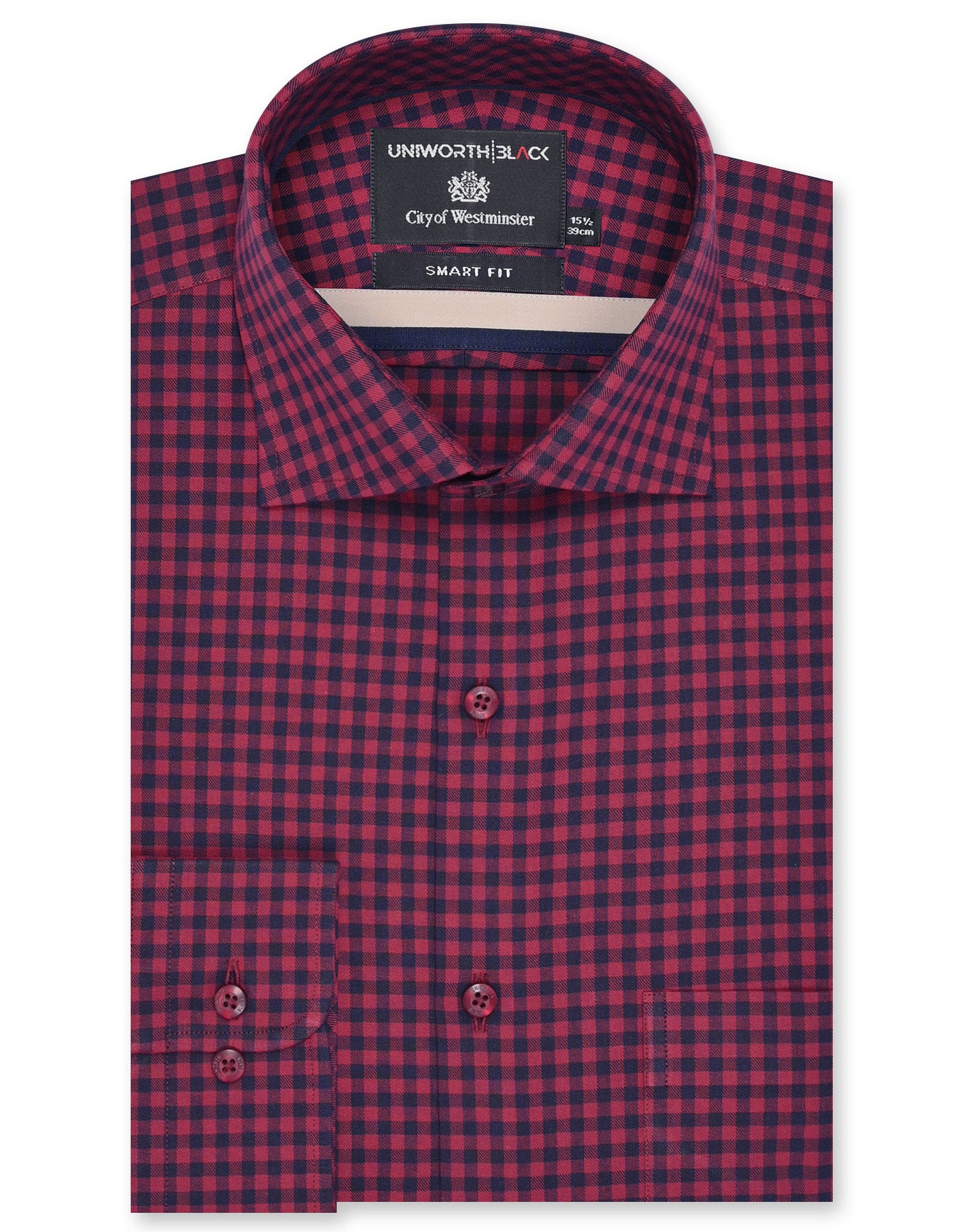 Check Maroon Tailored Smart Fit Shirt FS2935SF-14.5