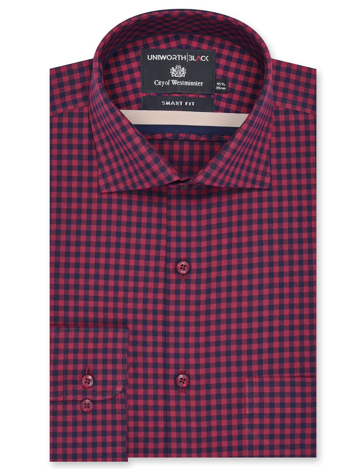 Check Maroon Tailored Smart Fit Shirt FS2935SF-14.5
