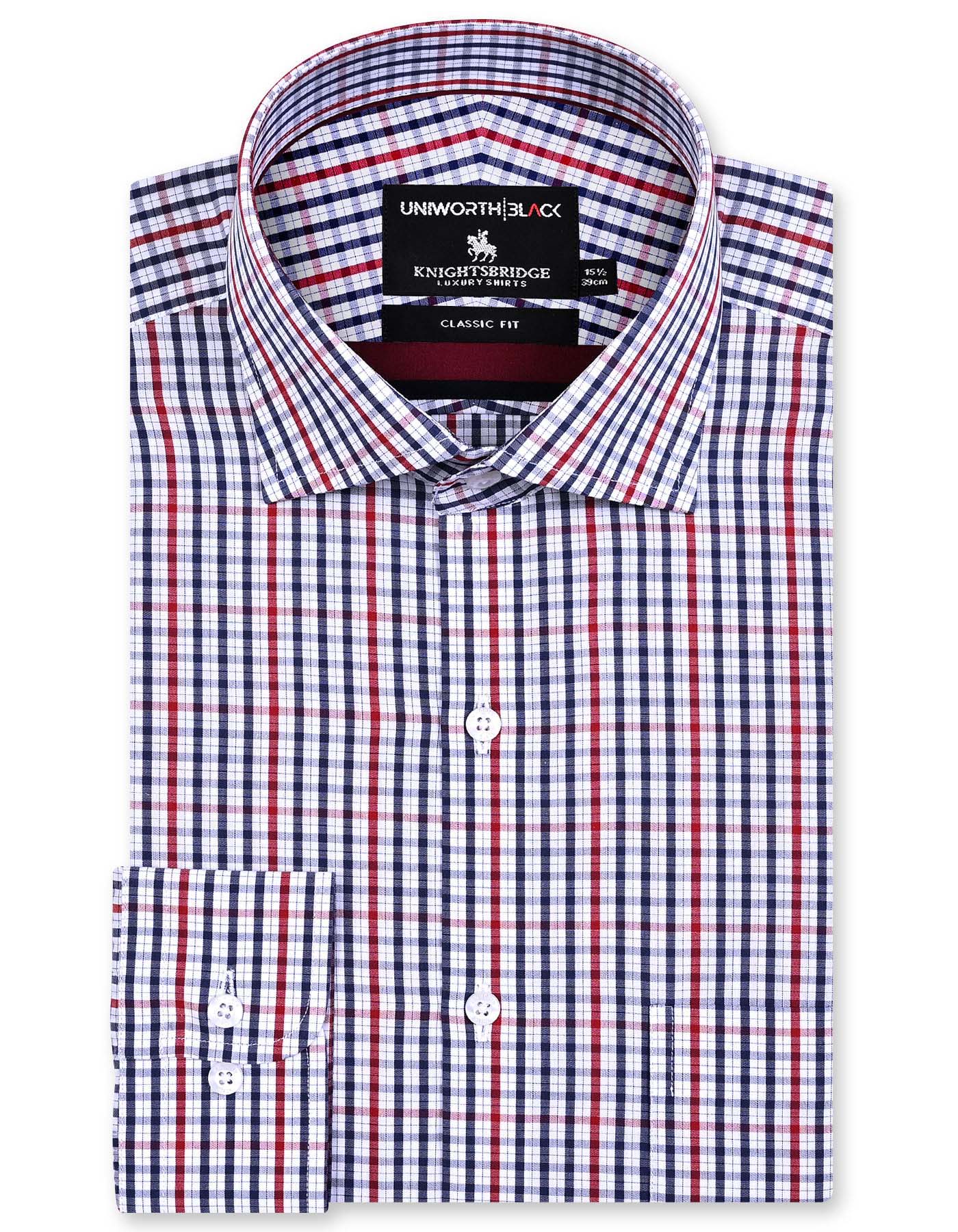 Check Maroon Classic Fit Shirt FS2973RF-14.5