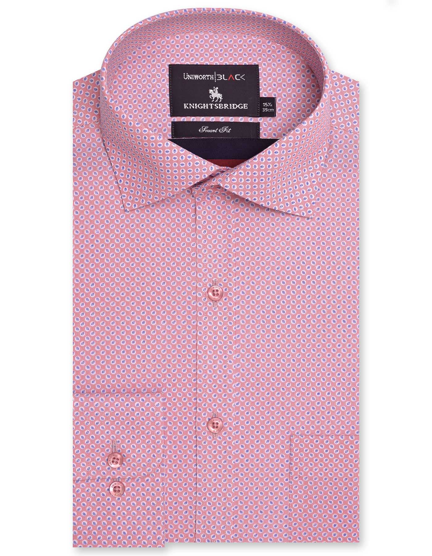 Printed Pink/Sky Tailored Smart Fit Shirt FS635-2SF-14.5