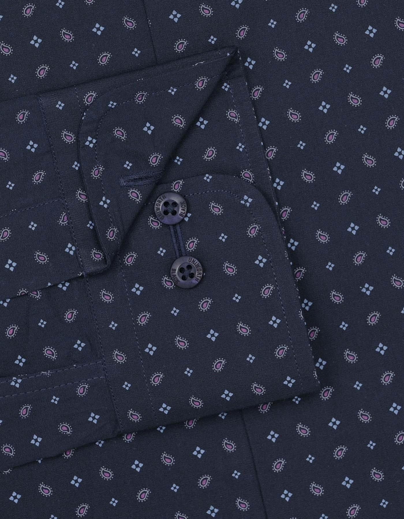 Printed Navy/Sky Tailored Smart Fit Shirt FS642SF-15.5