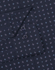 Printed Navy/Sky Tailored Smart Fit Shirt FS642SF-15.5