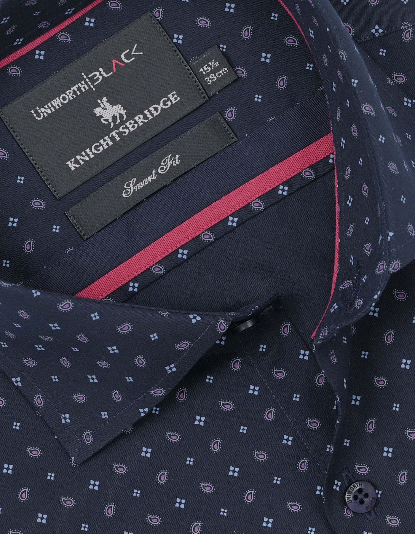 Printed Navy/Sky Tailored Smart Fit Shirt FS642SF-15