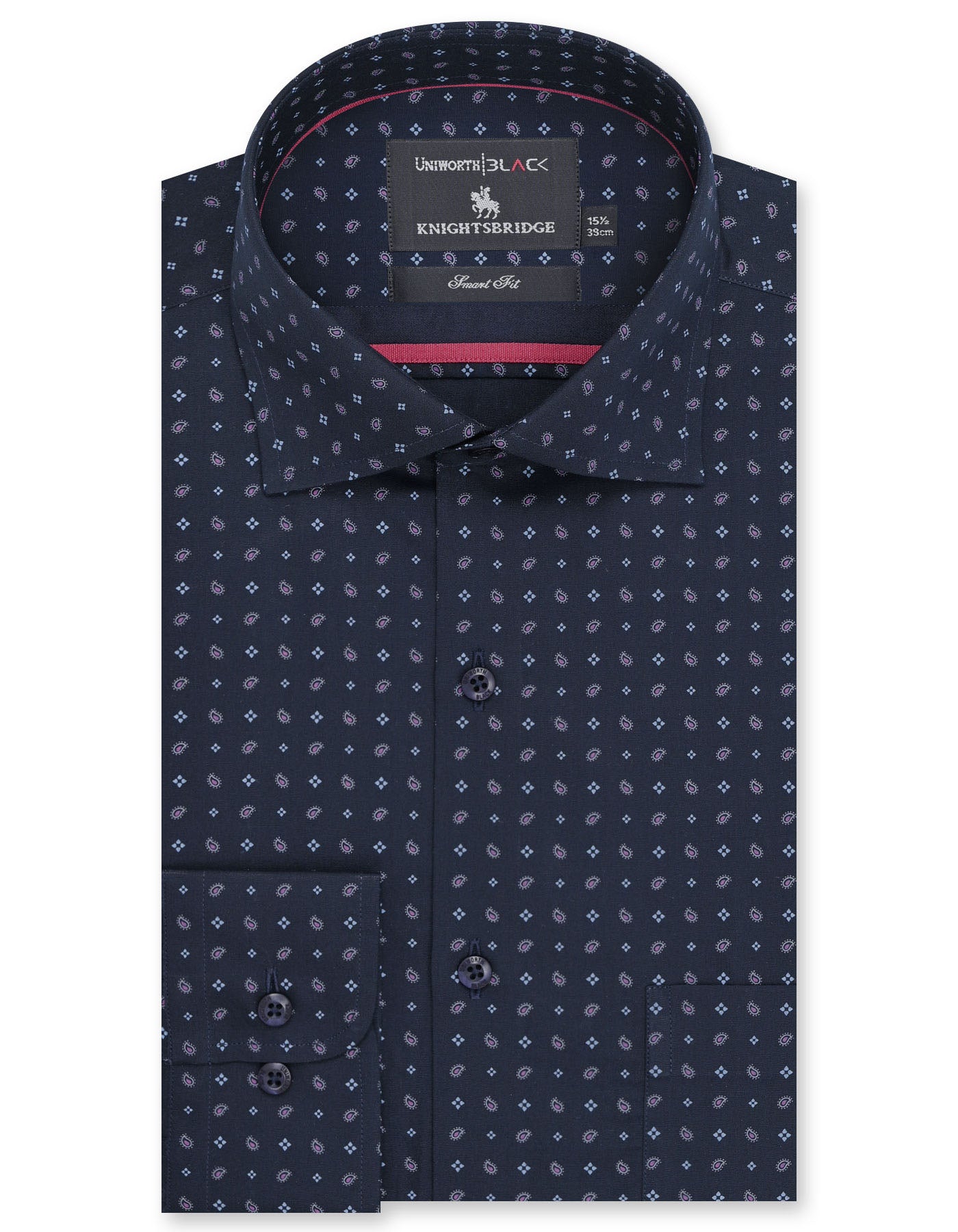 Printed Navy/Sky Tailored Smart Fit Shirt FS642SF-14.5