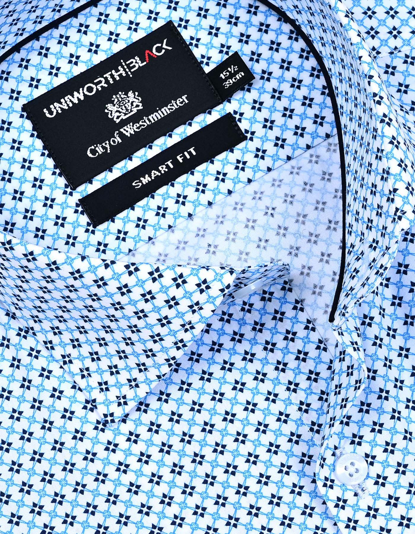 Printed Navy Tailored Smart Fit Shirt FS643-1SF-15