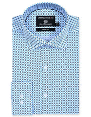 Printed Navy Tailored Smart Fit Shirt FS643-1SF-14.5