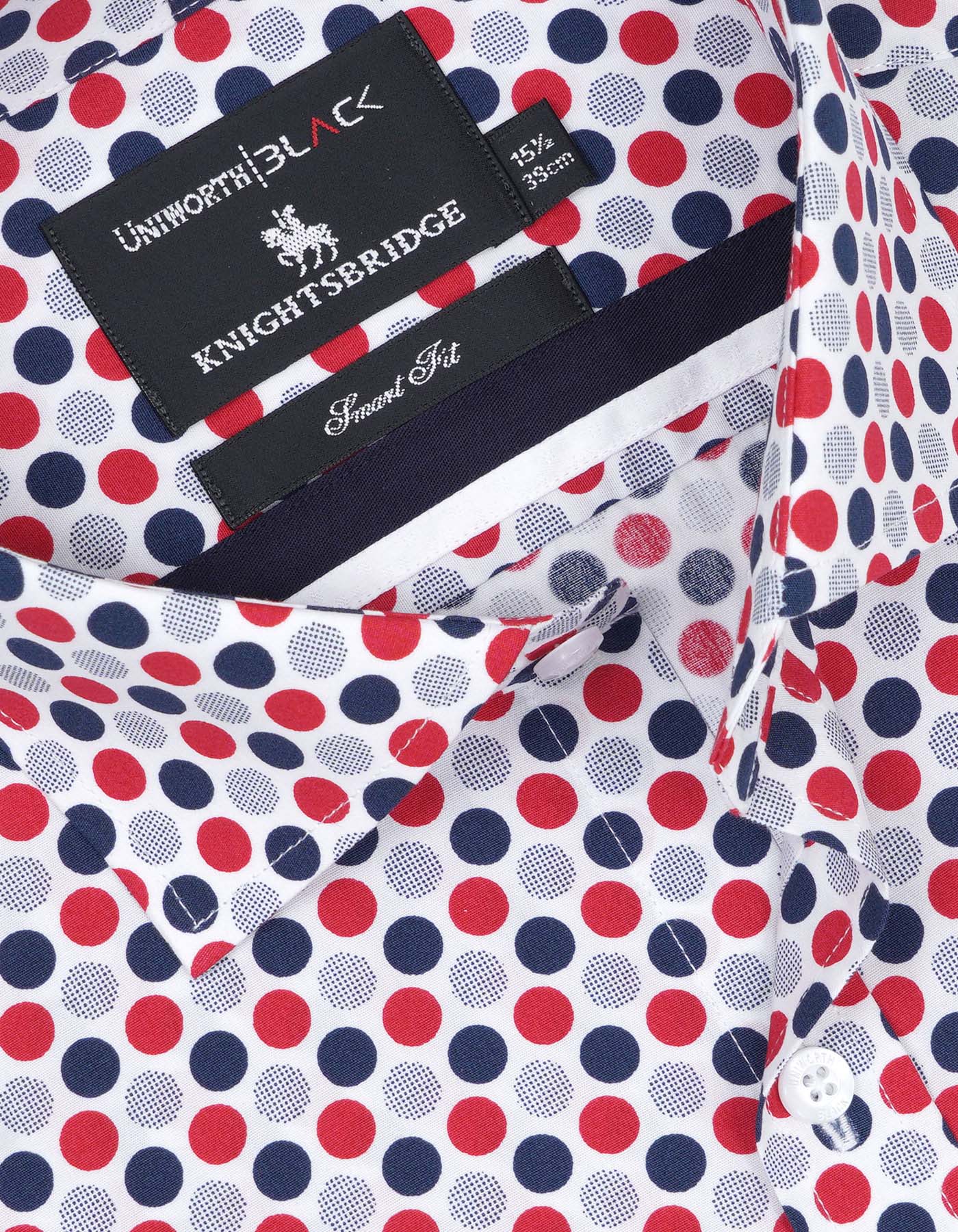 Printed Navy/Red Tailored Smart Fit Shirt FS645-1SF-15