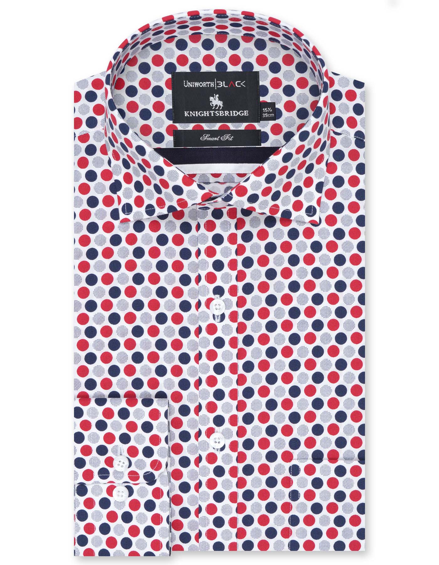 Printed Navy/Red Tailored Smart Fit Shirt FS645-1SF-14.5