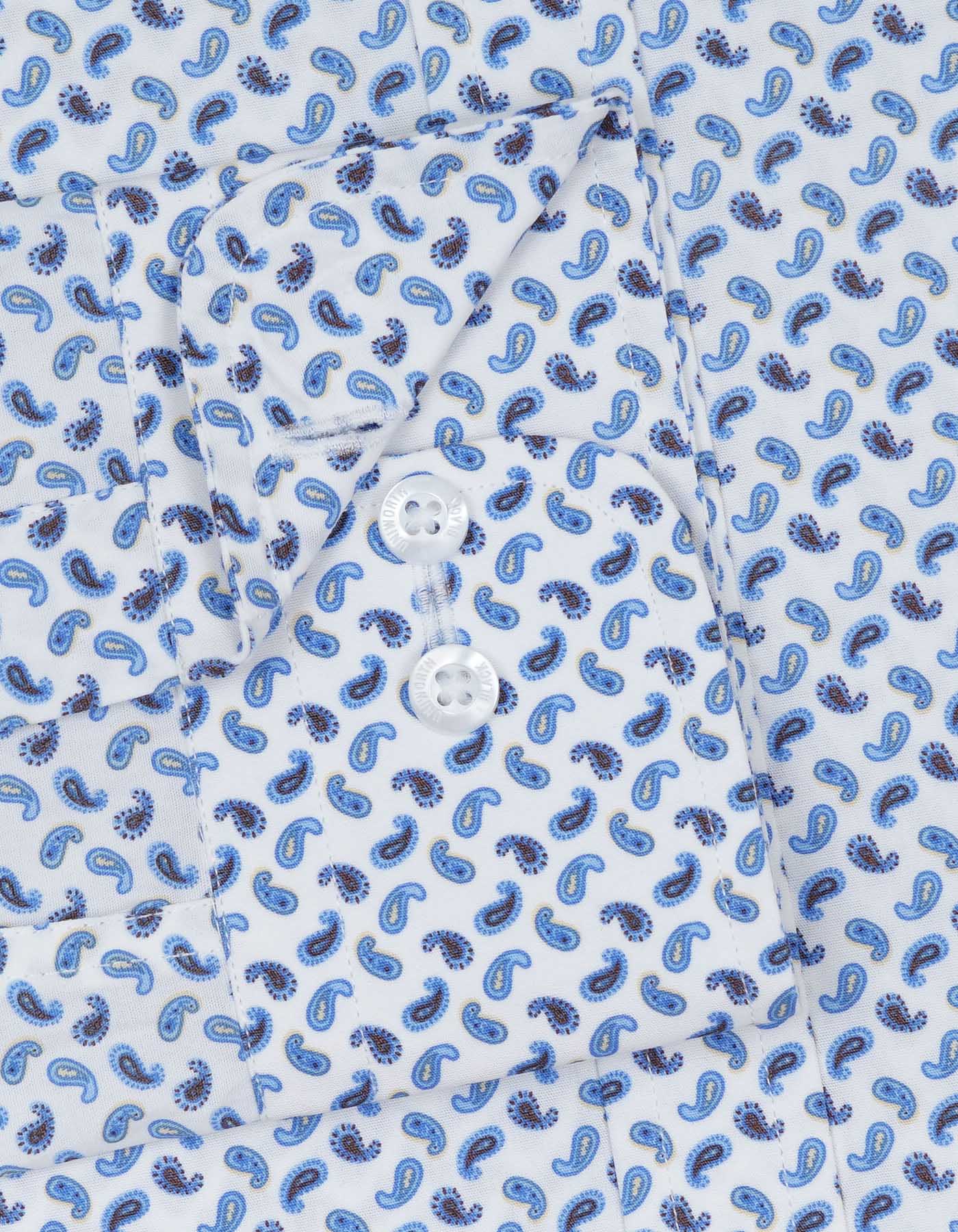 Printed White/Sky Tailored Smart Fit Shirt FS646SF-15.5