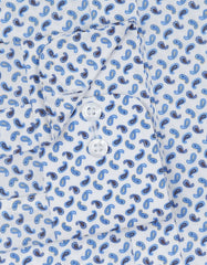 Printed White/Sky Tailored Smart Fit Shirt FS646SF-15.5