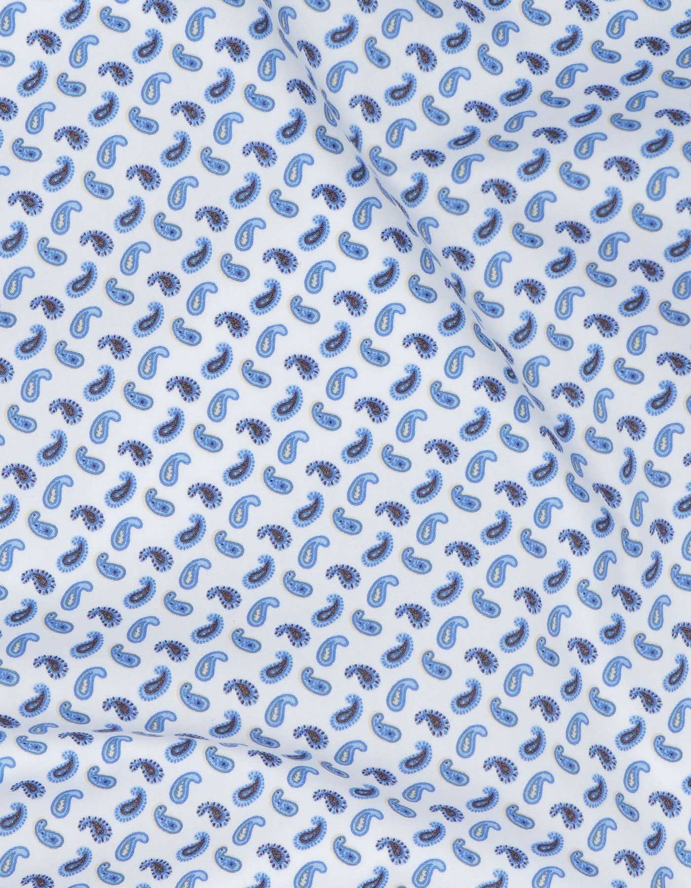 Printed White/Sky Tailored Smart Fit Shirt FS646SF-16