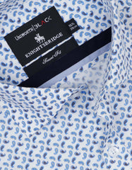 Printed White/Sky Tailored Smart Fit Shirt FS646SF-15