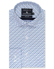 Printed White/Sky Tailored Smart Fit Shirt FS646SF-14.5
