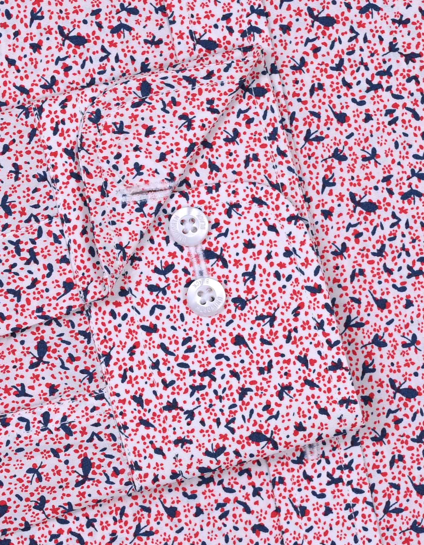 Printed White/Red Classic Fit Shirt FS648RF-15.5