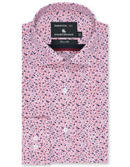 Printed White/Red Tailored Smart Fit Shirt FS648SF-14.5