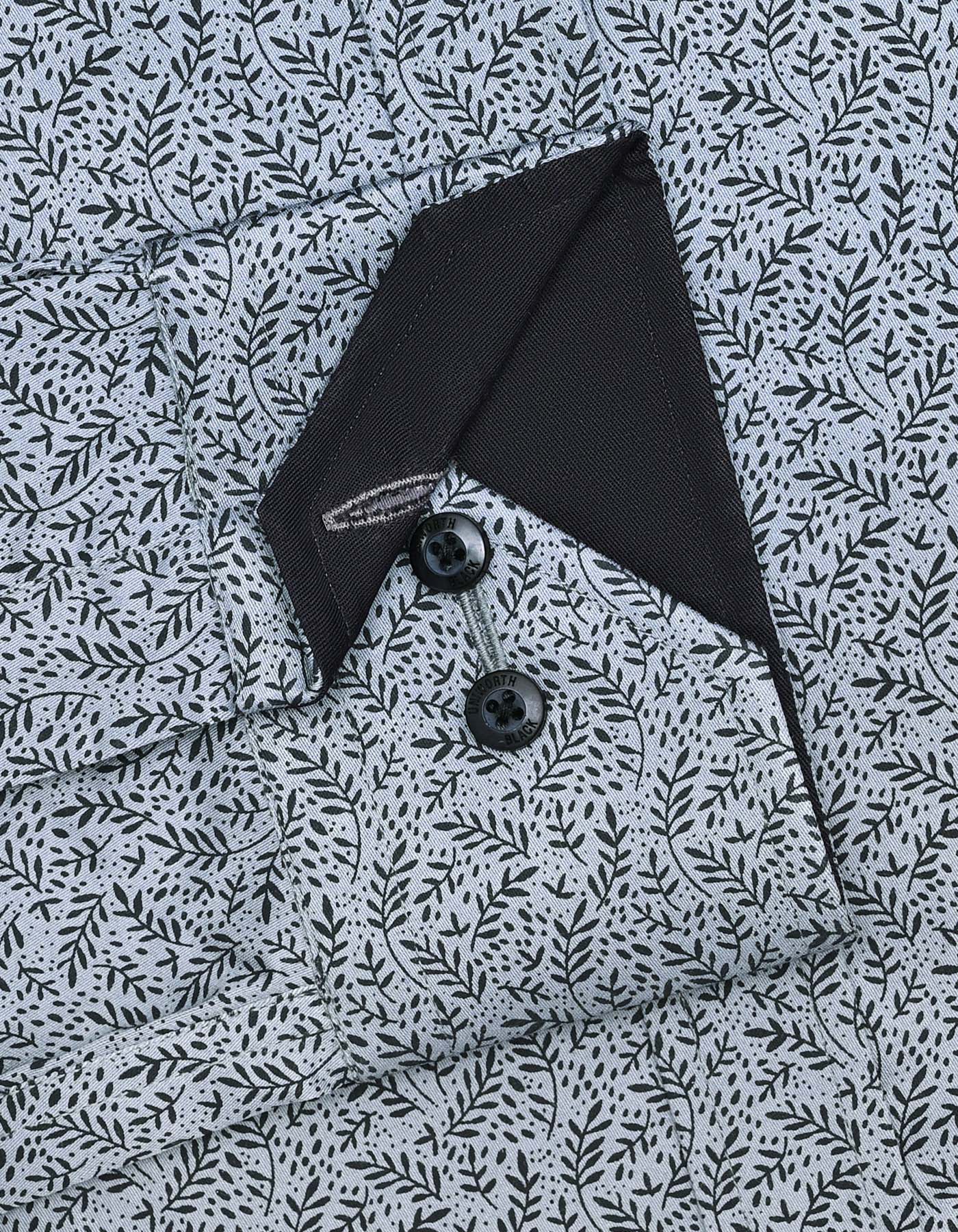 Printed Grey Tailored Smart Fit Shirt FS751-4SF-15.5