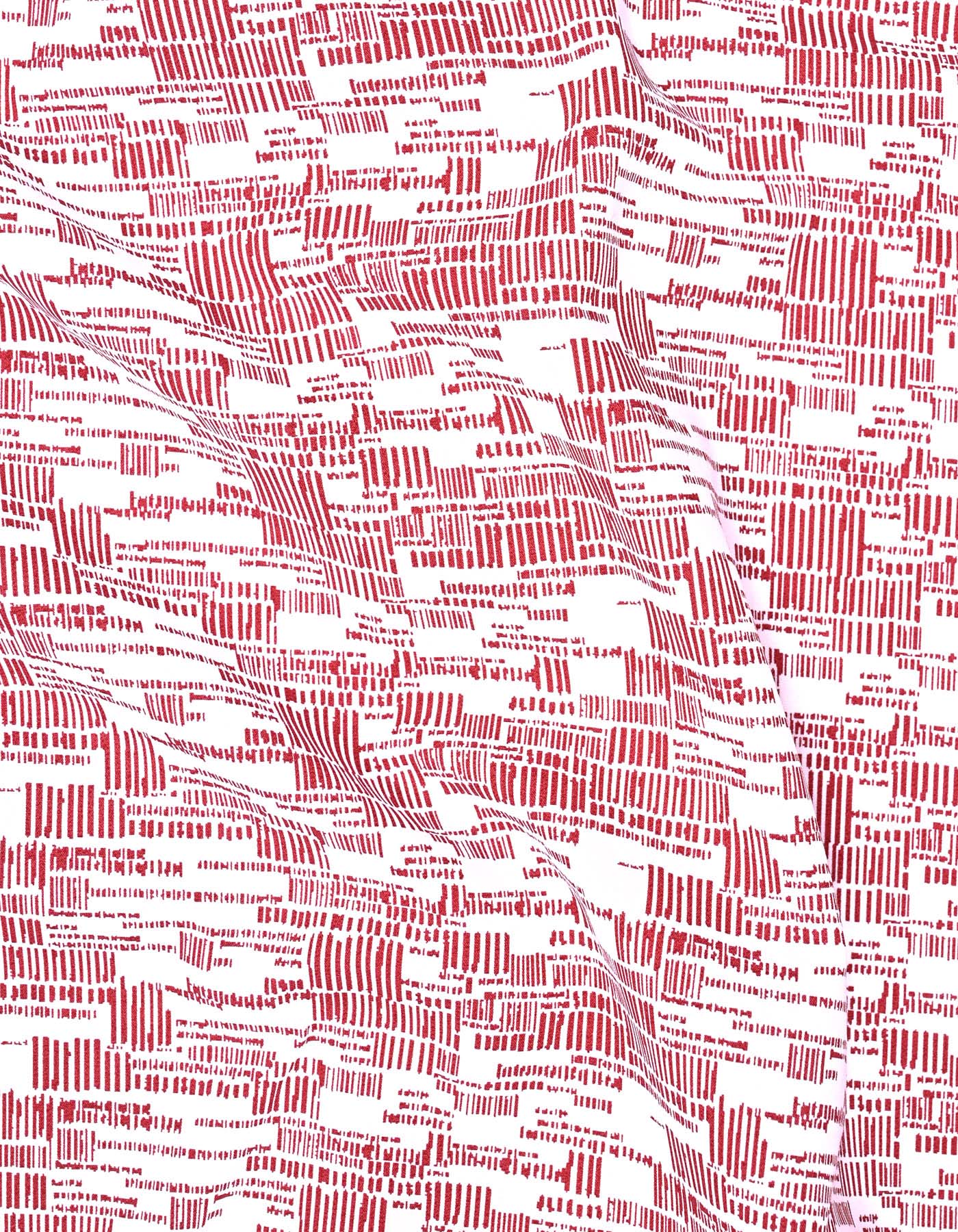 Printed Red Tailored Smart Fit Shirt FS759-1SH-16