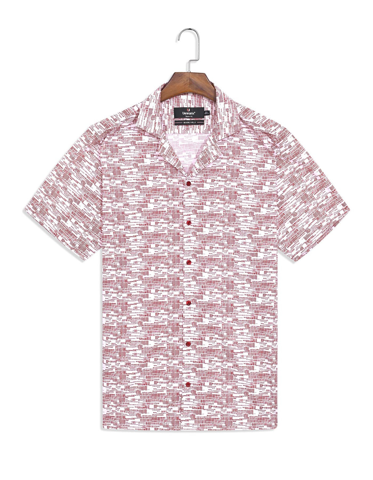 Printed Red Tailored Smart Fit Shirt FS759-1SH-15