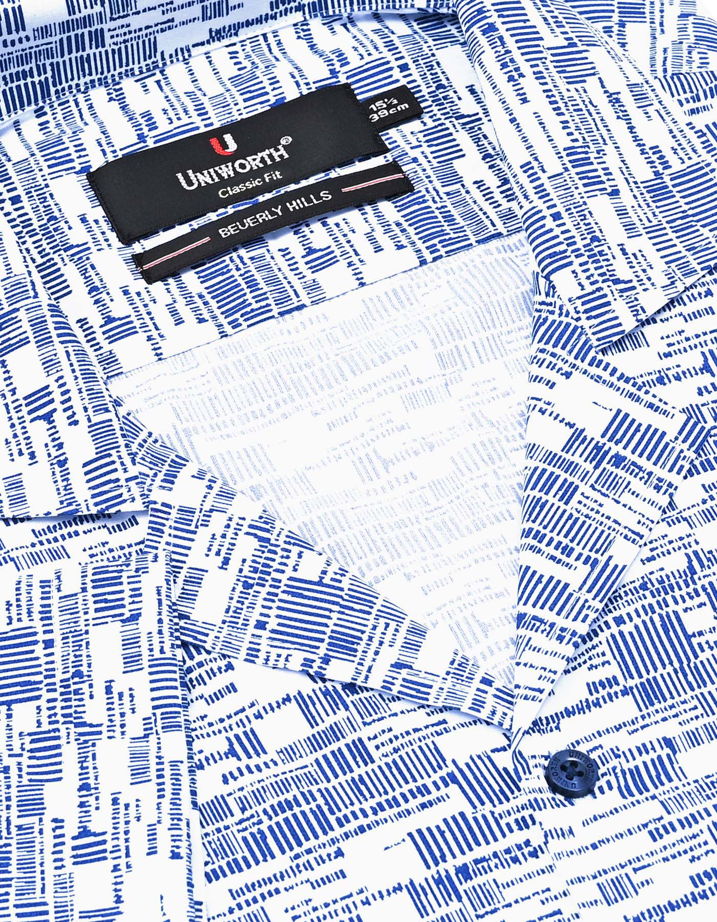 Printed Navy Classic Fit Shirt FS760-1RH-15.5