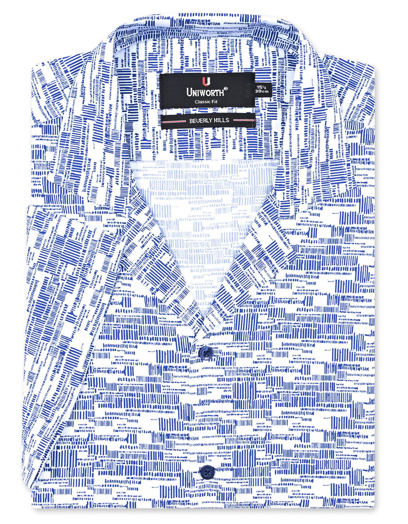 Printed Navy Classic Fit Shirt FS760-1RH-14.5