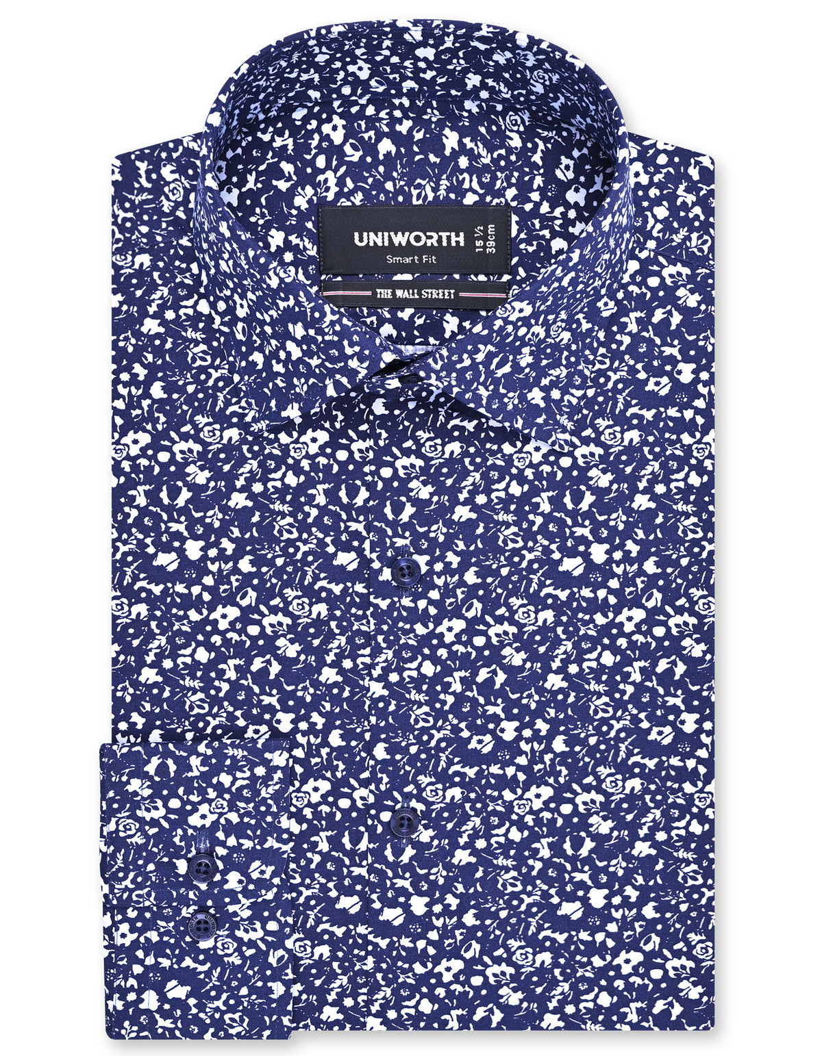 Printed Navy Tailored Smart Fit Shirt FS801SF-14.5