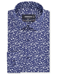 Printed Navy Tailored Smart Fit Shirt FS801SF-14.5
