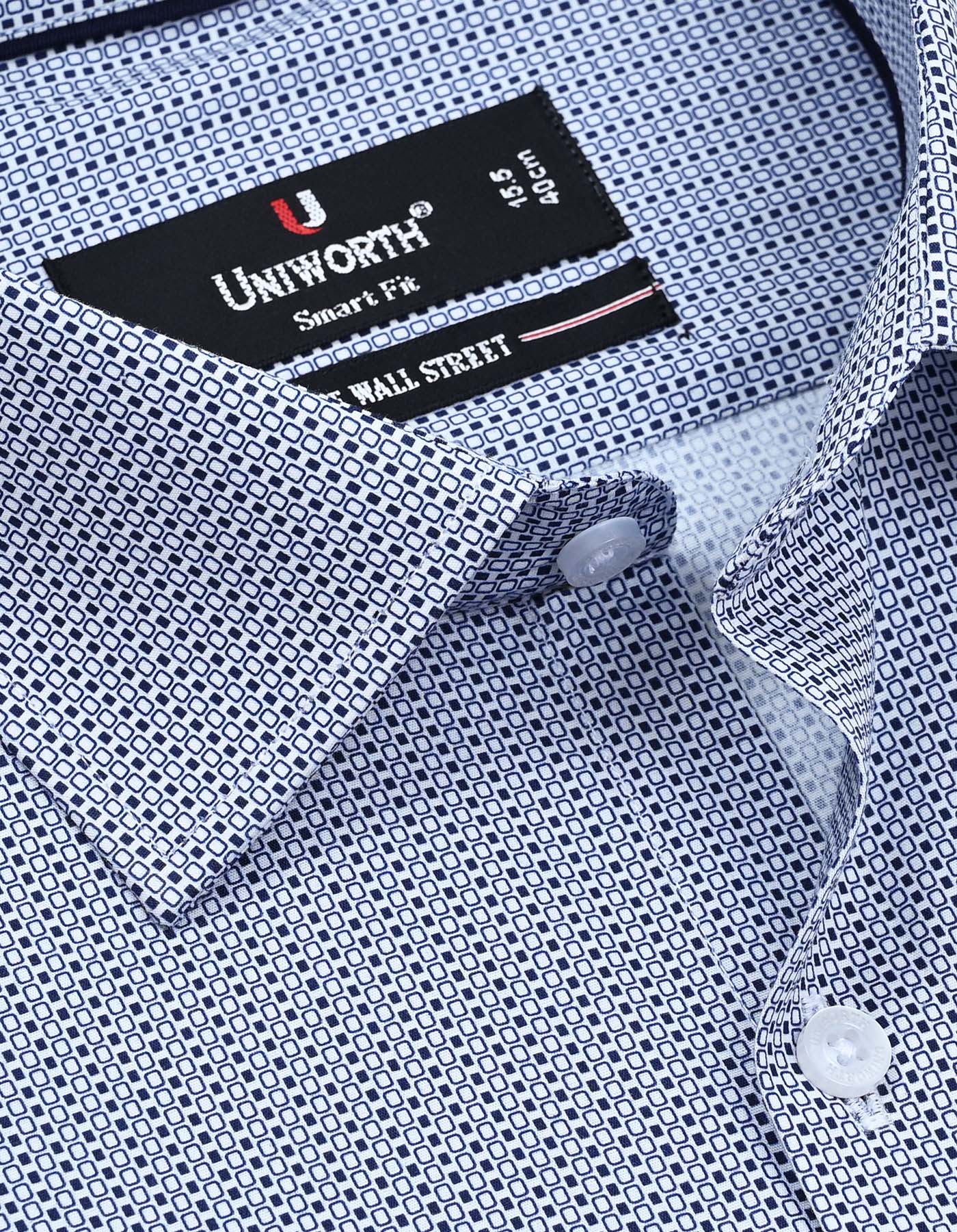 Printed Navy Tailored Smart Fit Shirt FS806-1SF-15