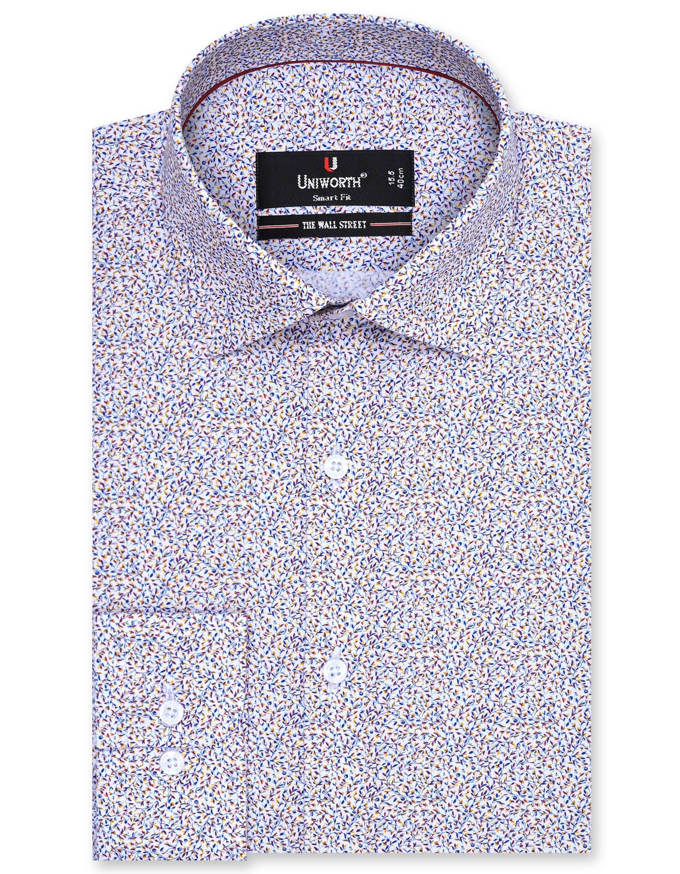Printed Royal Blue Tailored Smart Fit Shirt FS807SF-14.5