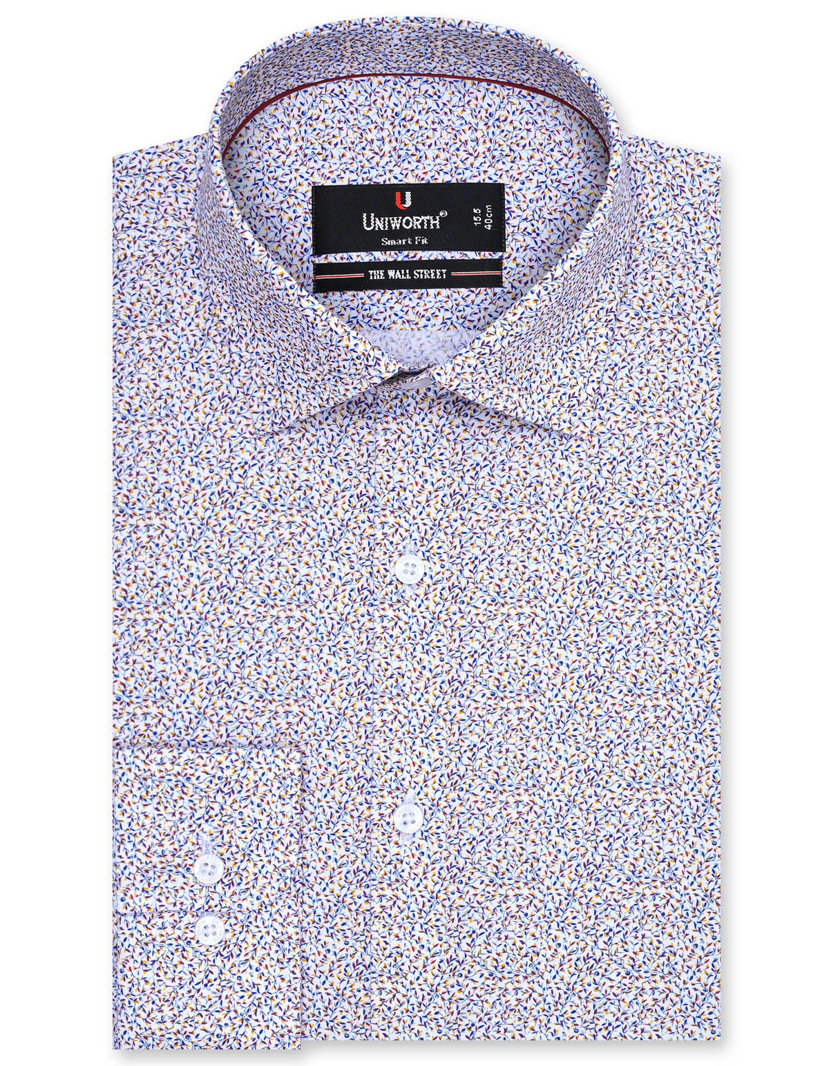 Printed Royal Blue Tailored Smart Fit Shirt FS807SF-14.5