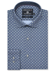 Printed Grey Tailored Smart Fit Shirt FS808-1SF-14.5
