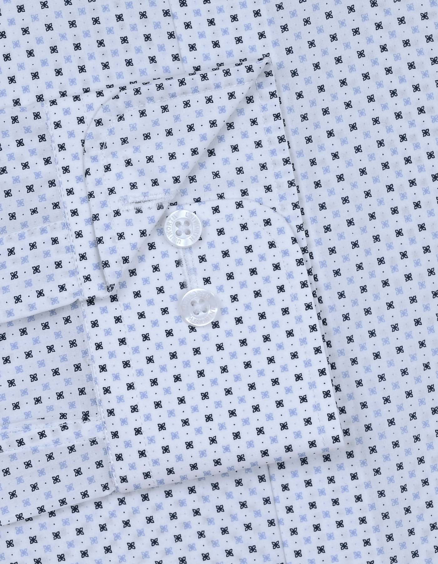 Printed Navy Tailored Smart Fit Shirt FS809SF-15.5