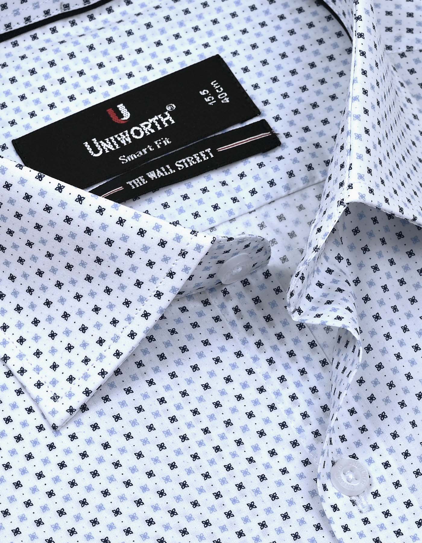 Printed Navy Tailored Smart Fit Shirt FS809SF-15