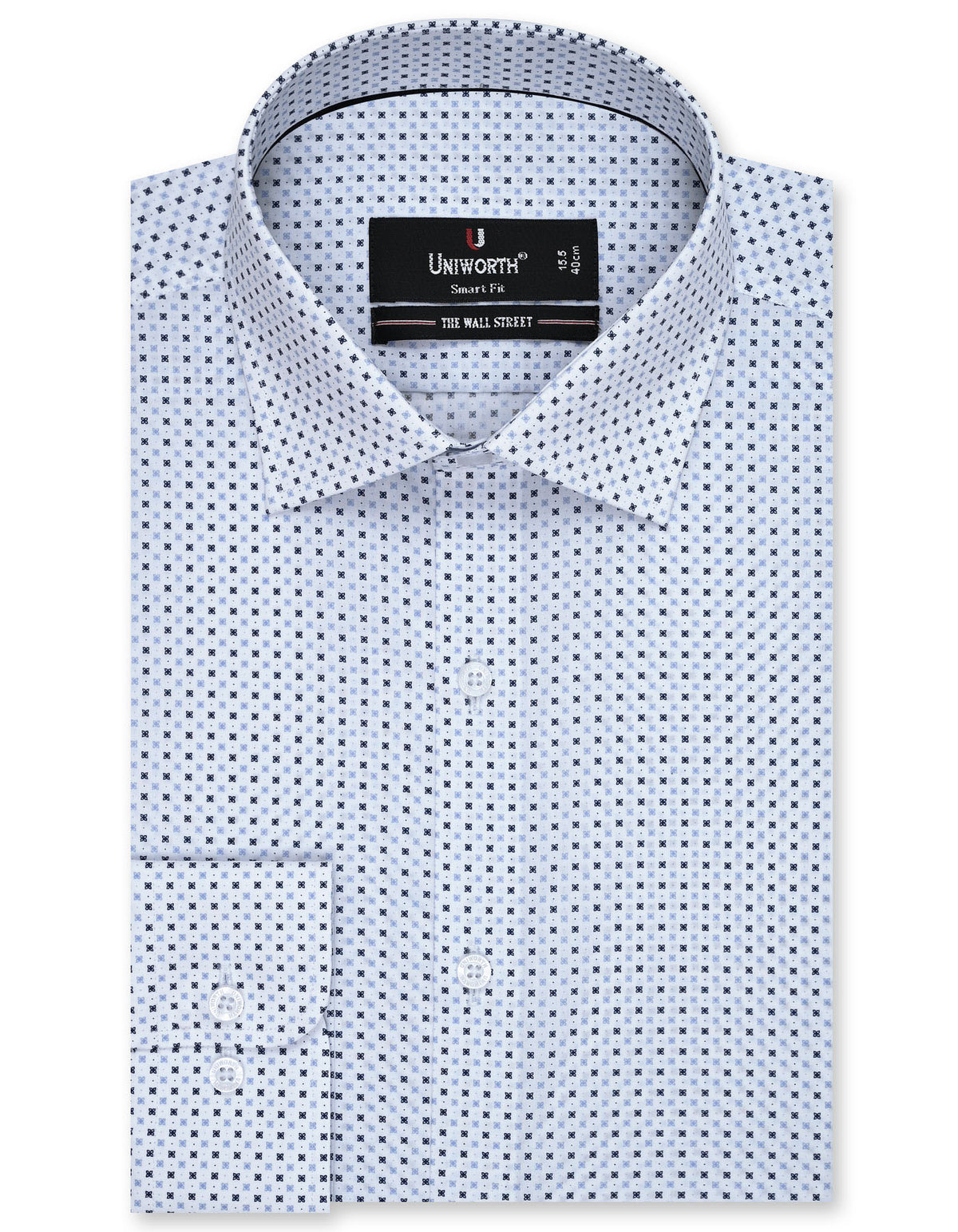 Printed Navy Tailored Smart Fit Shirt FS809SF-14.5
