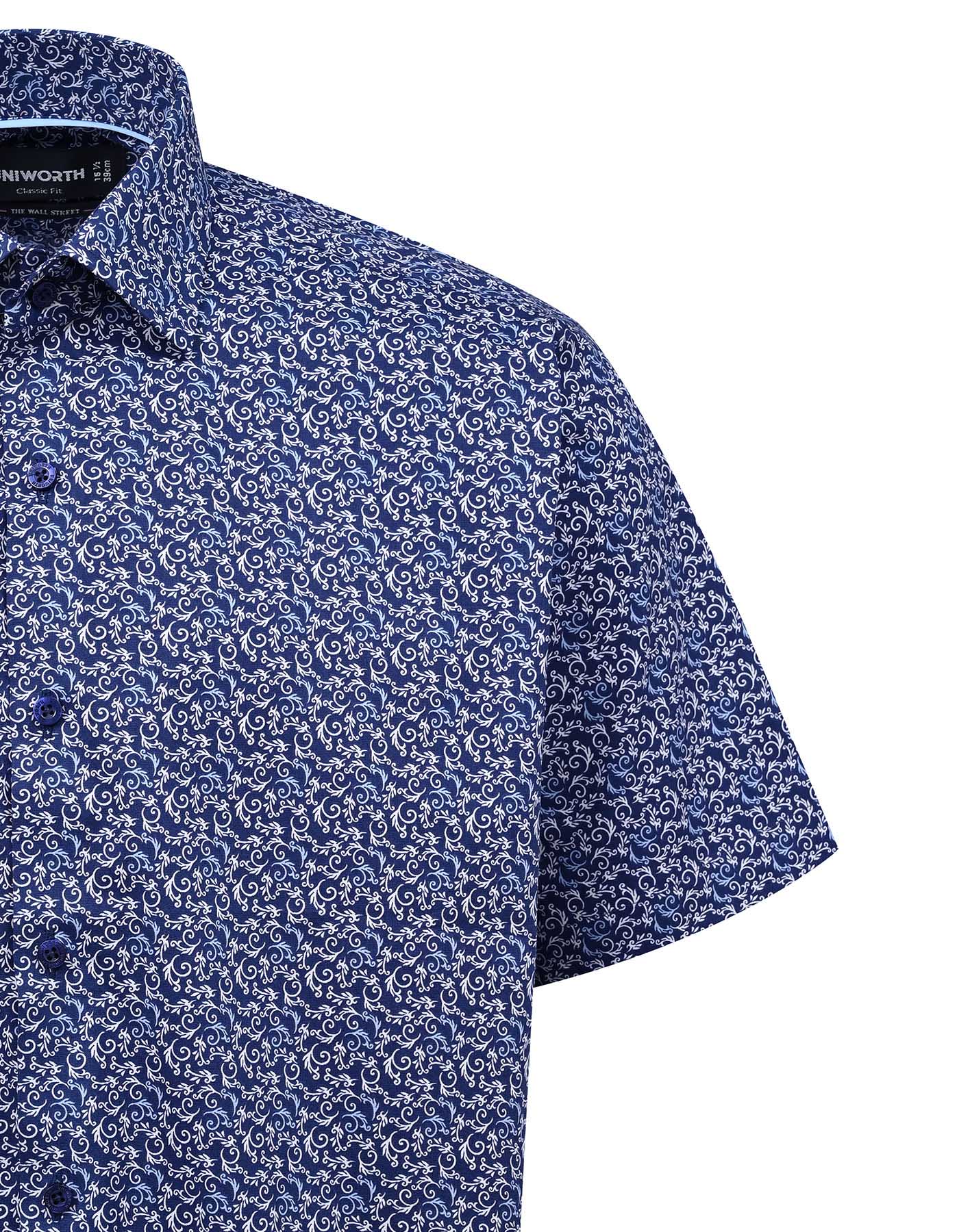 Printed Navy Classic Fit Shirt FS818RH-15.5