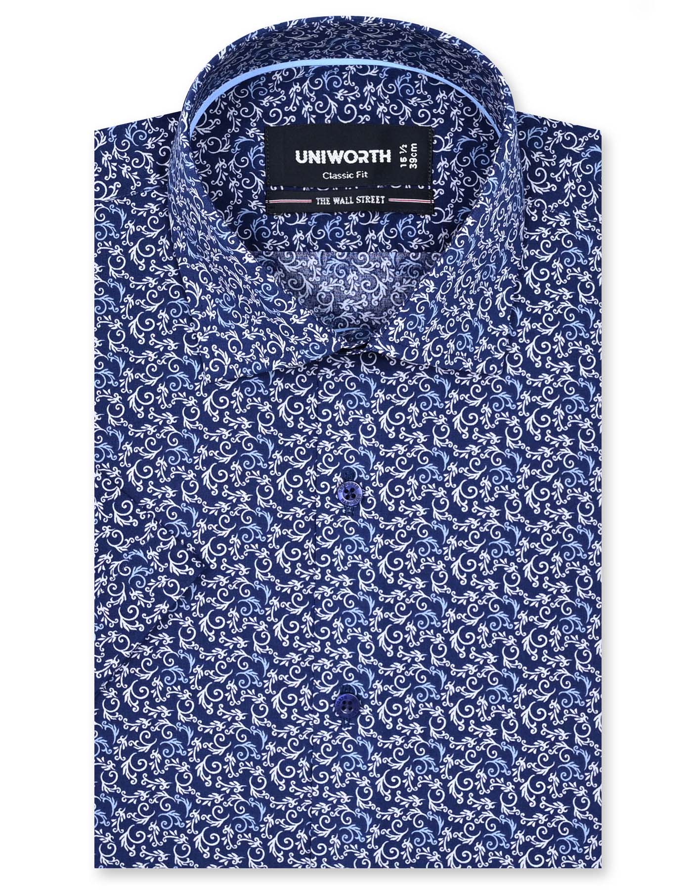 Printed Navy Classic Fit Shirt FS818RH-14.5