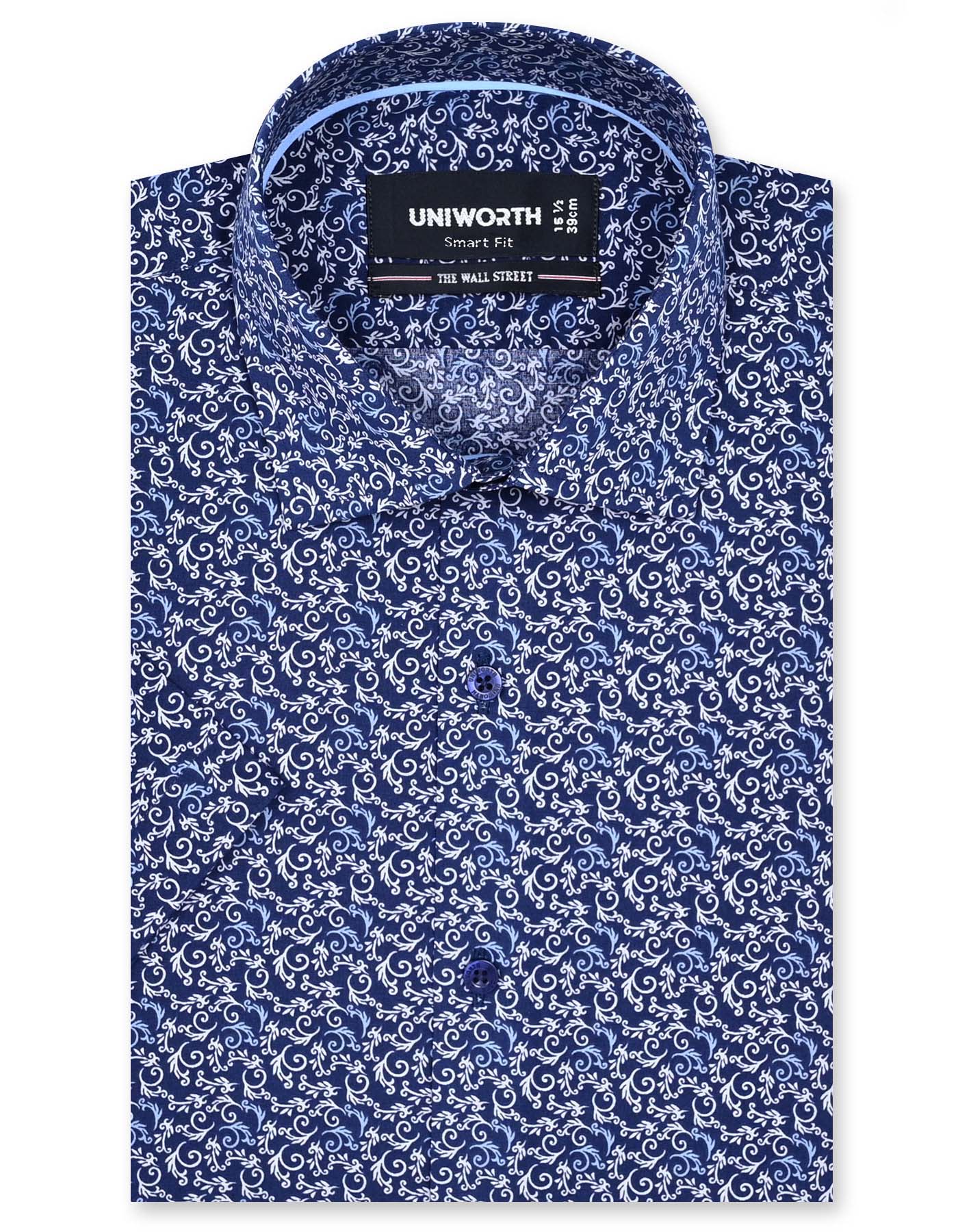 Printed Navy Smart Fit Shirt FS818SH-14.5