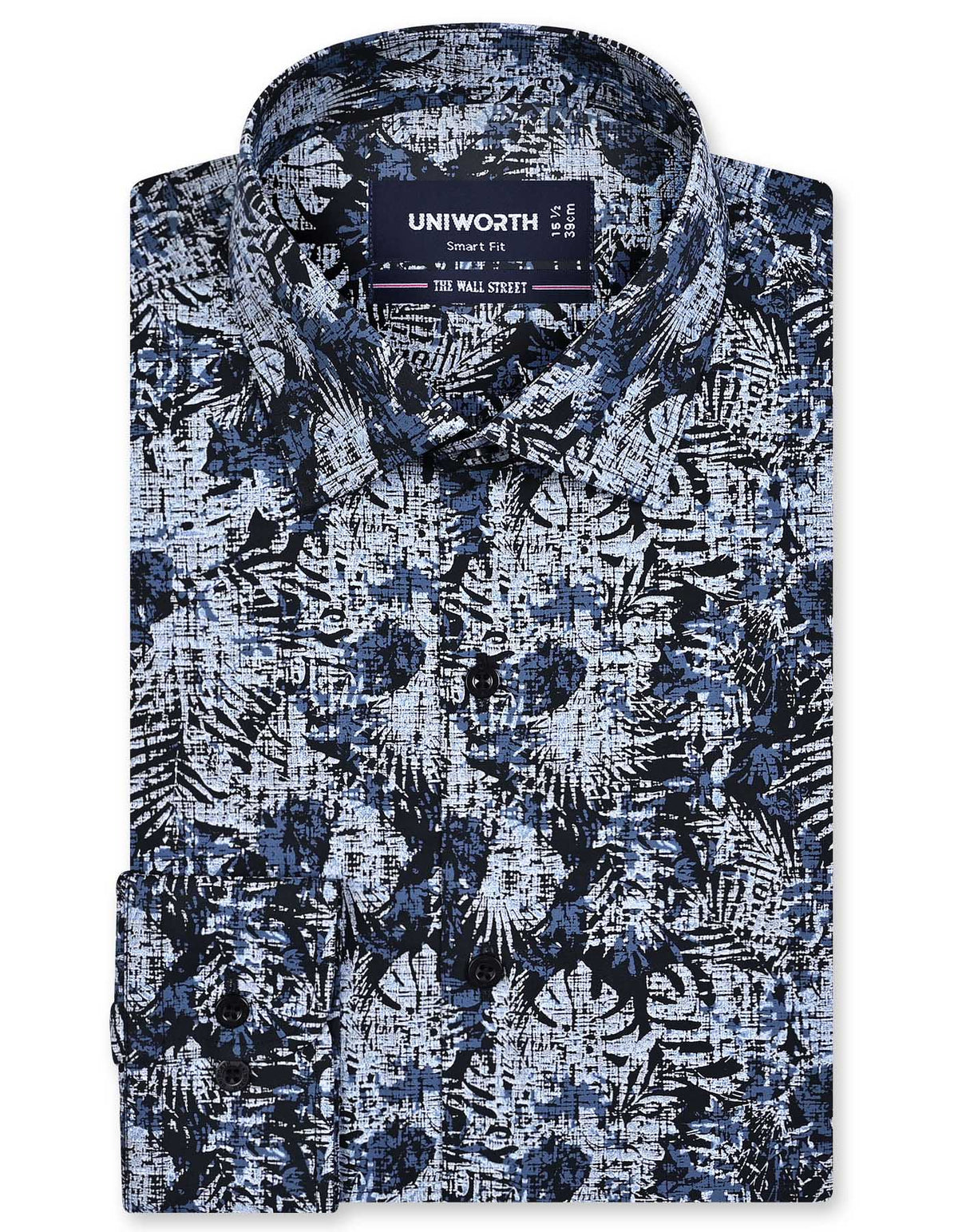 Printed Grey Tailored Smart Fit Shirt FS834SF-14.5