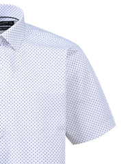 Printed White Classic Fit Shirt FS836RH-15.5