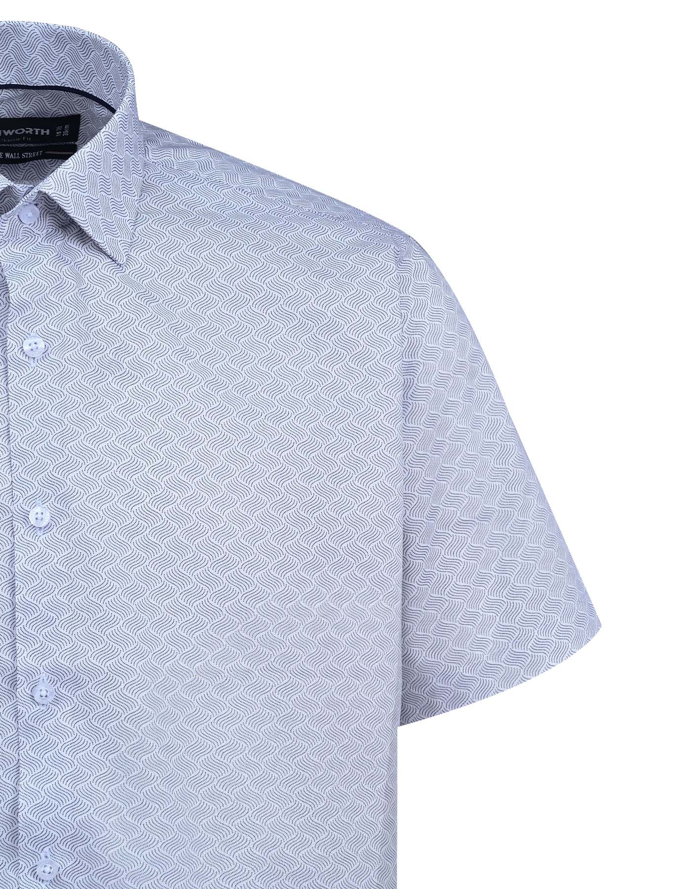 Printed White Classic Fit Shirt FS841RH-15.5