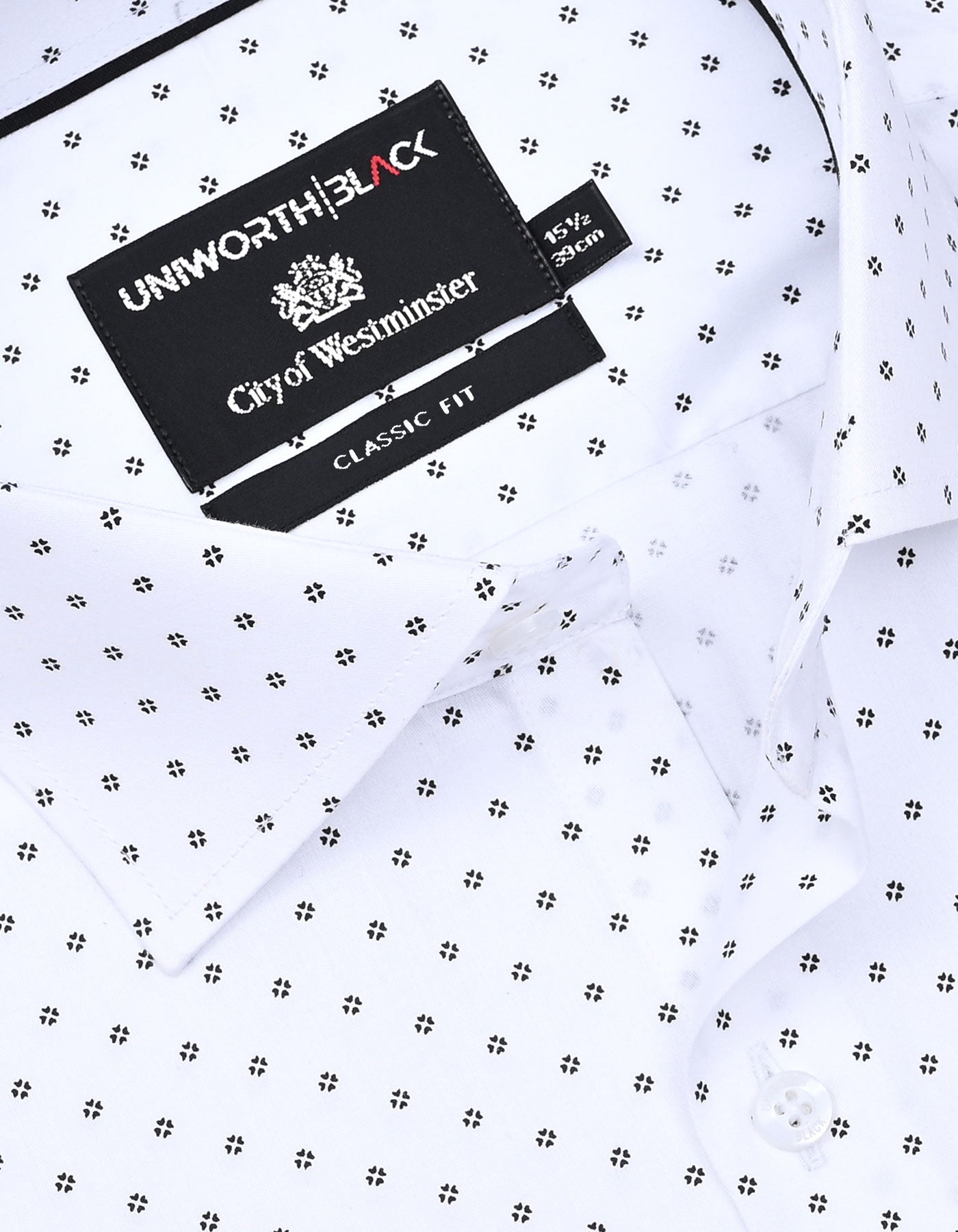 Printed White Classic Fit Shirt FS845RF-15