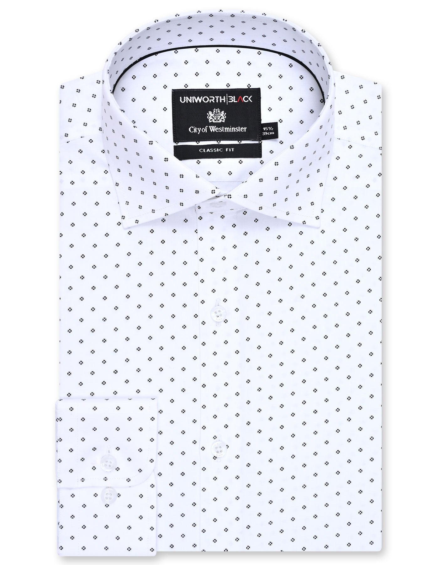 Printed White Classic Fit Shirt FS845RF-14.5