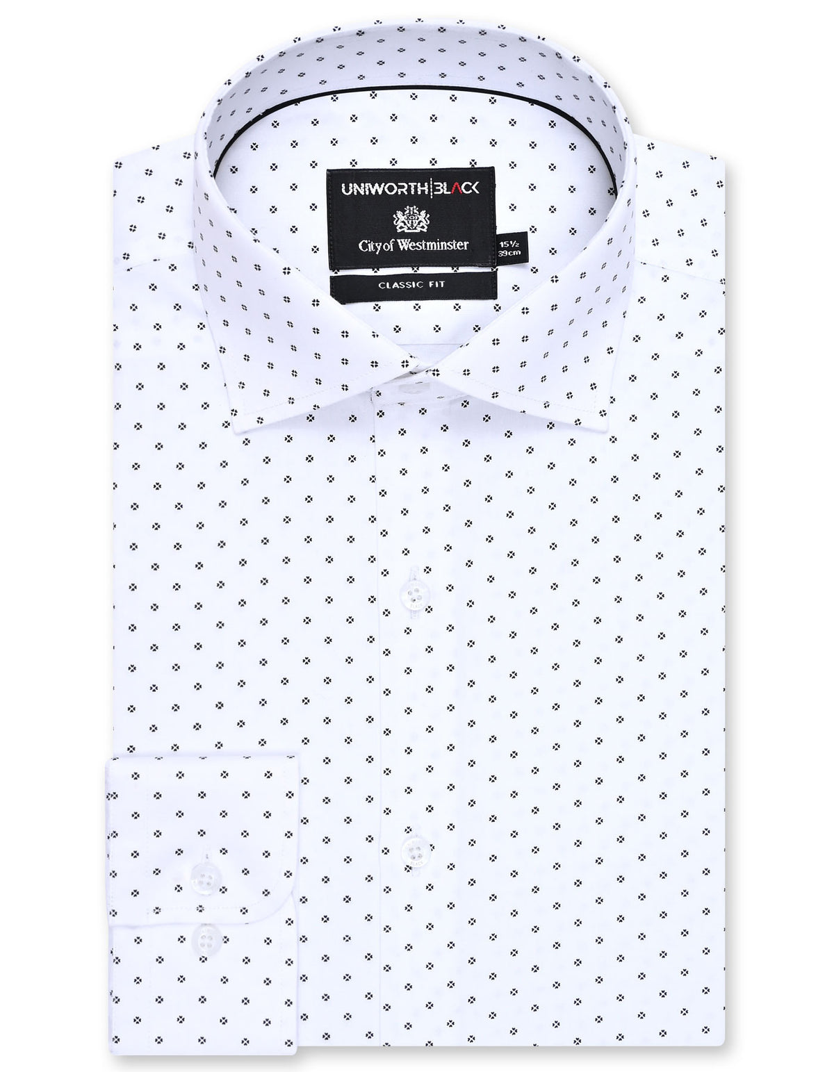 Printed White Classic Fit Shirt FS845RF-14.5