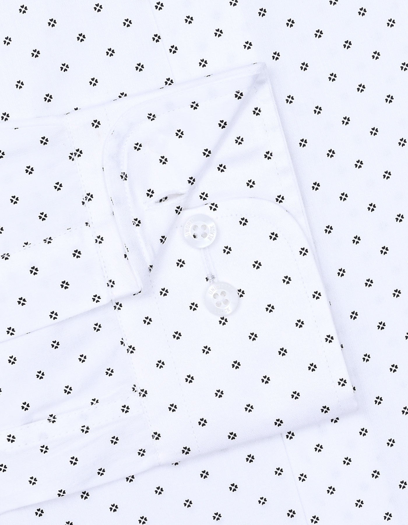 Printed White Tailored Smart Fit Shirt FS845SF-15.5