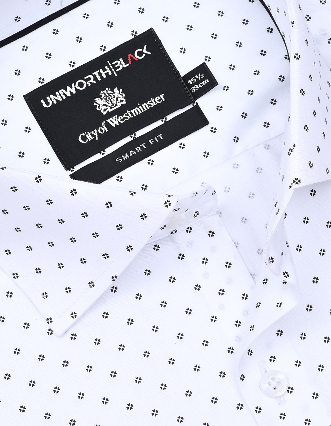 Printed White Tailored Smart Fit Shirt FS845SF-15